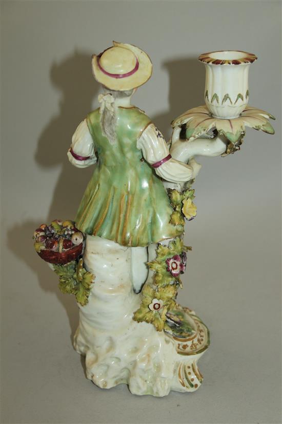 A Derby porcelain candlestick figure, late 18th century, 25cm